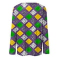 thumbnail image 5 of Aloohaidyvio Mardi Gras Shirts,Womens Mardi Gras Party Top Long Sleeve Mask Shiny Glitter Print Crew Neck T-Shirt, Mardi Gras Clothing, 5 of 5