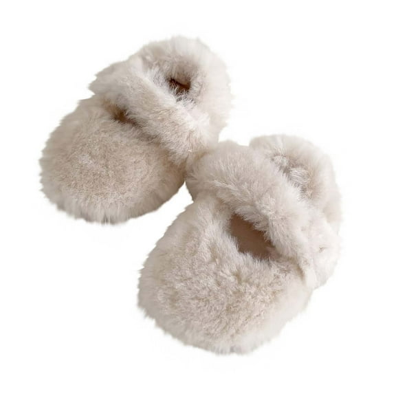 Tao Tao Baby Boys Girls Warm Fluffy Shoes Solid Color Soft Soled Cotton Shoes for Infants Children Toddler Cute Walking Shoes White L/10 Months