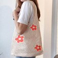 thumbnail image 3 of Bolso de mano de ganchillo para mujer, bolso de playa turístico, bolso Hobo estético, bolso de mano tejido de gran capacidad Rojo Verde, 3 of 5