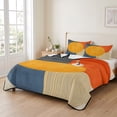thumbnail image 2 of Quilts King Size Bedding Set, Orange Blue Yellow Lightweight Quilted Comforter, Geometric Striped Farmhouse Art Soft Reversible Bedspread Coverlet with Pillow Covers for All Season, 96" x 106", 2 of 9