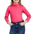 thumbnail image 2 of Girls Turtleneck Long Sleeve Stretchy Pullover Top Soft Lightweight Basic Layer Shirt for Kids School Wear, 2 of 4