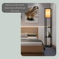 thumbnail image 6 of Modern Black Floor Lamp with Shelves, - Wooden Storage Shelf Floor Lamp for Living Room, Bedroom, 6 of 8