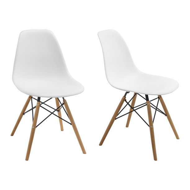Paris Tower Dining Side Chair With Wood Legs Set Of 2 White Walmart Com Walmart Com