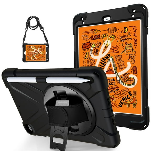 XYX Case for iPad Mini 5/4 Generation 7.9 inch with 360 Degree Rotating, Hand Strap, Shoulder Strap, Black