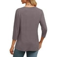 thumbnail image 5 of Texiao 3/4 Length Sleeve Women's Tops V Neck Casual Tunic Tops Basic Shirts Loose Fit Blouse, 5 of 9