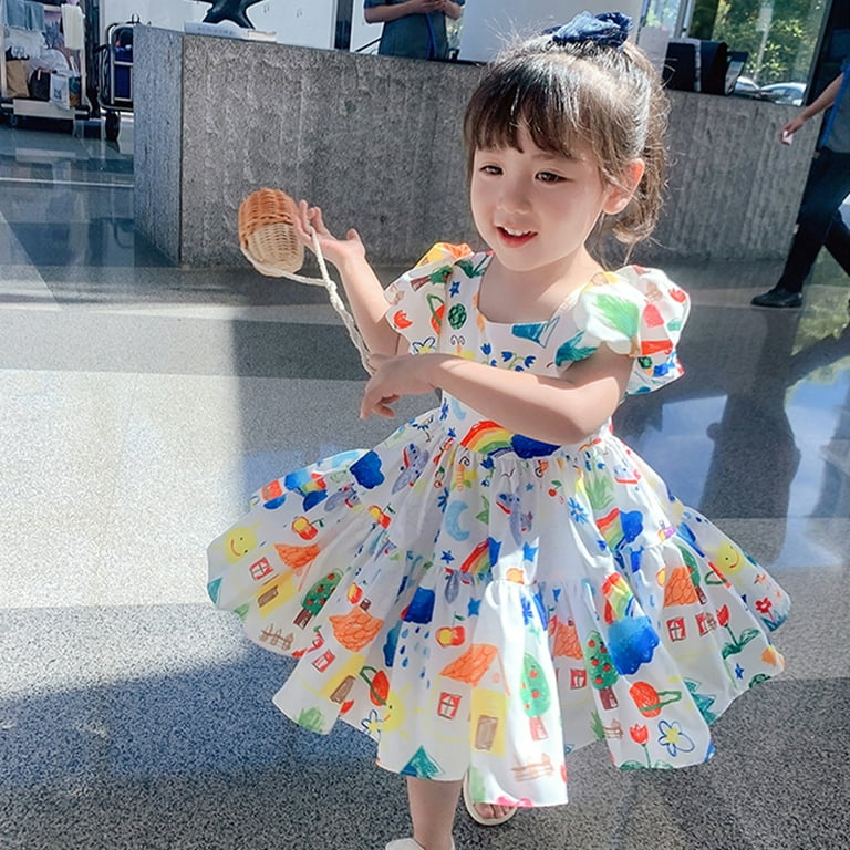 rainbow princess dress toddler Baby Girl Rainbow Birthday Party Princess Dress Little Girl's Dresses Toddler Christmas Dress