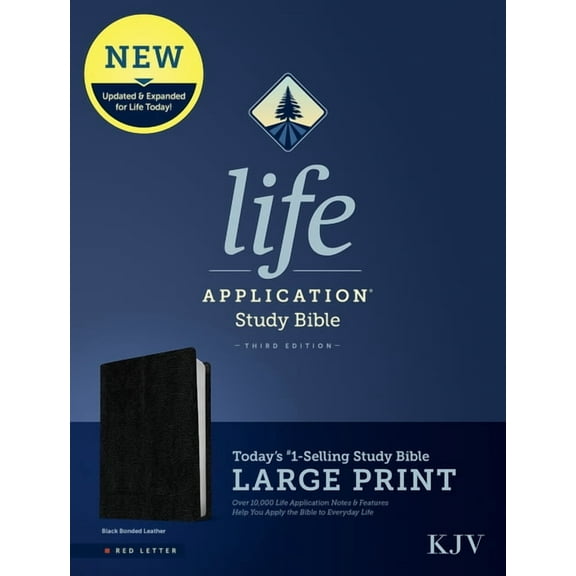 KJV Life Application Study Bible, Third Edition, Large Print (Bonded Leather, Black, Red Letter), (Hardcover)