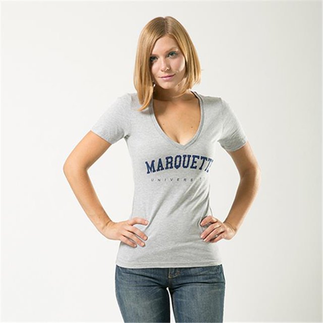 W Republic Game Day Womens Tee Marquette University- Heather Grey - Large