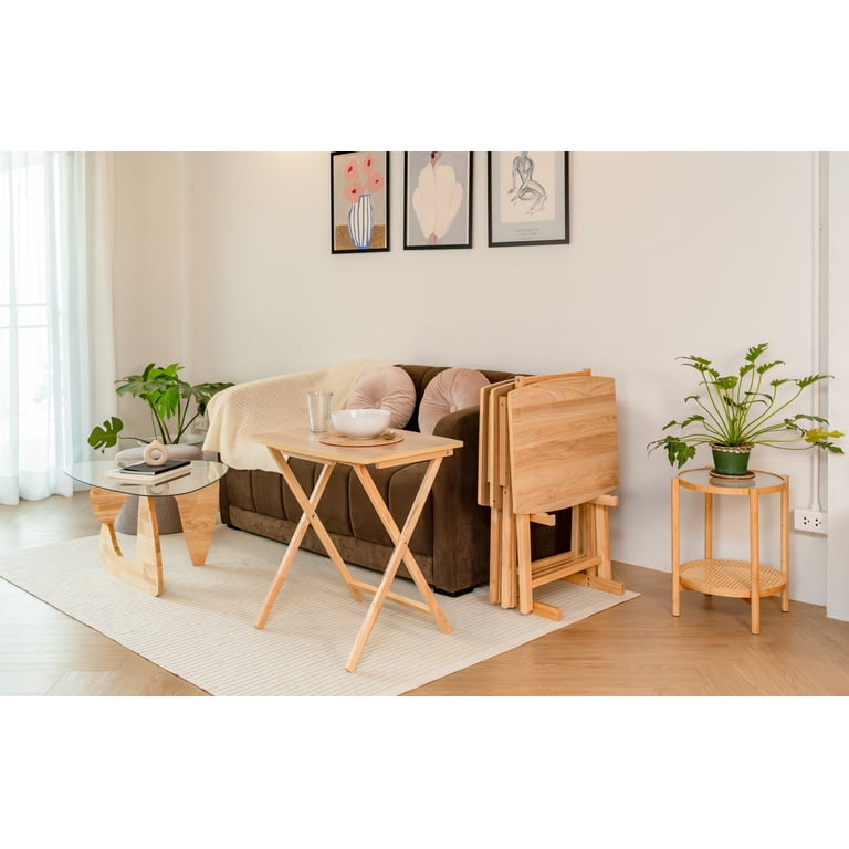 Mainstays XL Oversized Folding Tray Table Set with Storage Rack