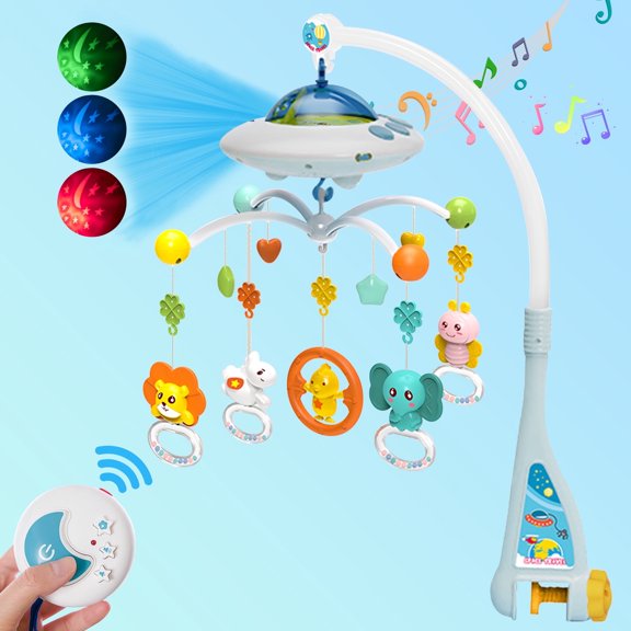 FVLOENG Musical Hanging Mobile Toy with Lights and Rotating Figures, Decorative Hanging Toy for Kids