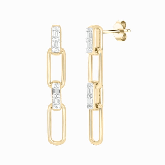 Cali Trove, 1/5 Ct 14KT Yellow Gold Vermeil on 925 Sterling Silver Diamond Paperclip