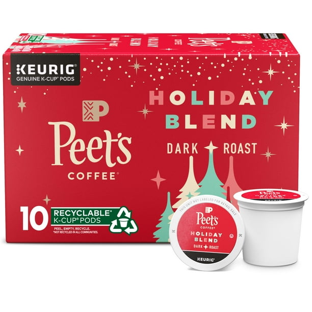 Peet's Coffee KCup Pods, Holiday Blend Dark Roast (10 Count) Single