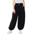 thumbnail image 3 of WMTBSRSW Teen Girls Baggy Sweatpants Loose Casual Palazzo Wide Leg Pants Comfy Drawstring High Waist Sport Athletic Pants Straight Leg Bottoms Trousers Black2 2 Years, 3 of 6