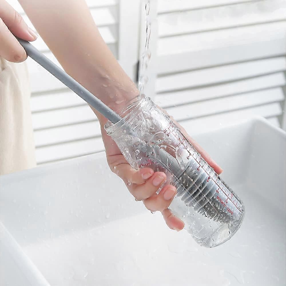 Bottle Brush, Long Handled Cleaning Brush, Silicone Dish Brush, 3