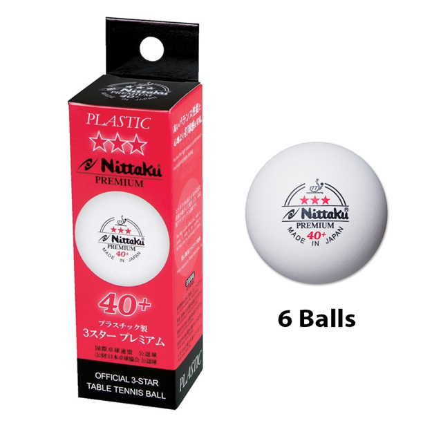 Nittaku 3Star Premium 40+ Balls, 6 Balls, Table Tennis Ping Pong, Made in Japan