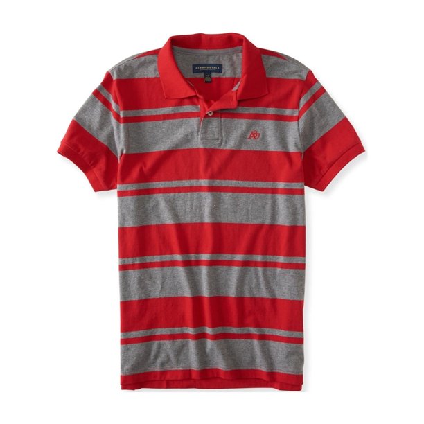 Aeropostale - Polo de rugby a rayas A87 para hombre, rojo, extragrande Aeropostale polo, rugbi