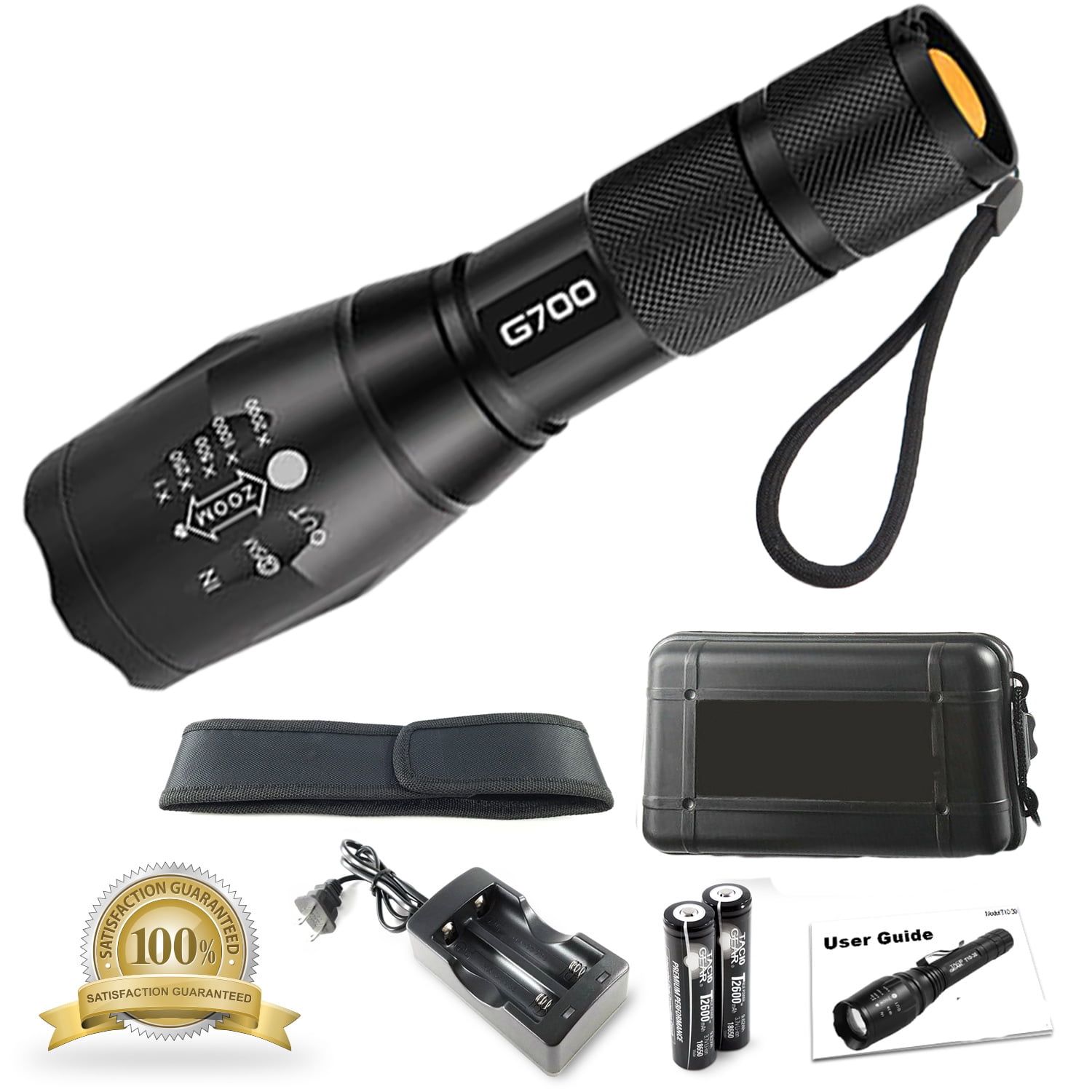 Flashlight Zoomable Focus 20000Lumens Tactical T6 LED 18650 Lamp Durable Torch 