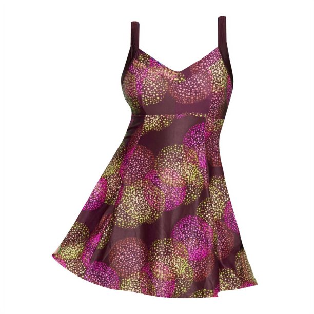 LSFYSZD Women Plus Size Swimwear, Middle Long Vest Swimsuit, V Neck Bathing Suit, High Waist