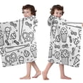 thumbnail image 4 of Black White Baseball Snacks Pattern Hooded Bath Towel，50"x30" for Ages 3 To 12 Kids, Quick Dry Lightweight Soft Microfiber Hood Beach Towel Cover Up for Kids, 4 of 7