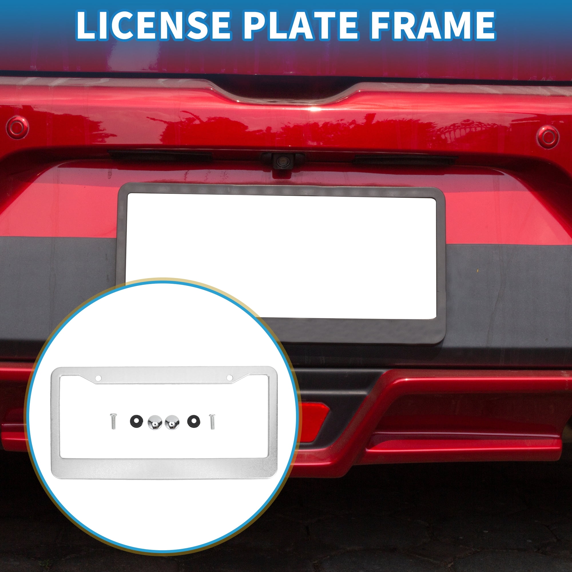 Unique Bargains Aluminum Alloy License Plate Holder Mirror Polished Silver Tone