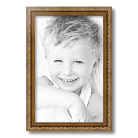 ArtToFrames 11" x 17" Gold with beads Picture Frame, 11x17 inch Gold Wood Poster Frame (WOM-4139), 3 Pack