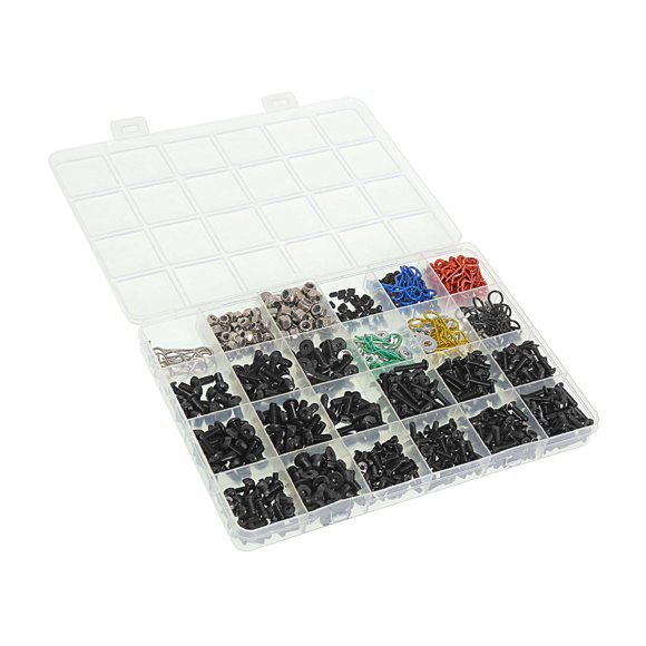 Yinanstore Universal RC Screw Kit M3 M4 Metal Screws Nuts Box Kit Spare Parts Hardware Fasteners for 1/10 RC Hobby Car Model Accessories