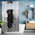 thumbnail image 2 of Abstract Art No Hook Shower Curtain with Snap in Liner Black Grey Wall Mottled Texture Minimalist Modern Waterproof Bathroom Shower Curtain with See Through Top Window for Bathtub 36" x 72", 2 of 9