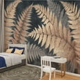 thumbnail image 2 of Peel and Stick Wallpaper Canvas Vintage Botanical Leaf Dark Plant Ferns Leaves Delicate Lines Organic Modern Art Wall Mural Decor Self Adhesive and Removable 100in x 144in, 2 of 8