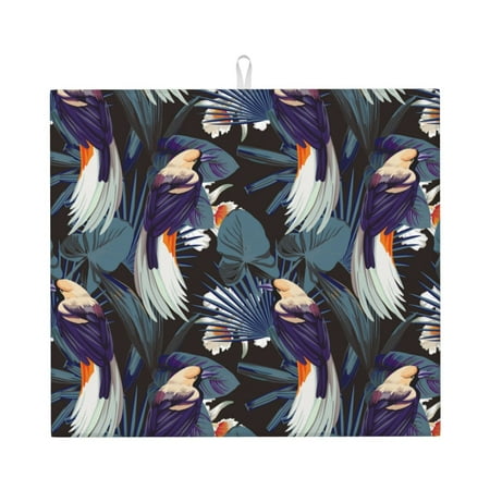 

Dish Drying Mats for Kitchen Counter - Cute Sharp Billed Bird Plant 16x18In Anti-Slip Absorbent Microfiber Drying Mat for Kitchen Counter Mat Dish Rack Mat with Hanging Loop