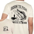 thumbnail image 3 of Men’s Funny Fishing T-Shirt, “Born To Fish Forced To Work” Double-Sided Graphic Tee, Trendy Cotton Shirt, Great Gift for Dad or Fishermen, Sizes S–5XL, 3 of 7