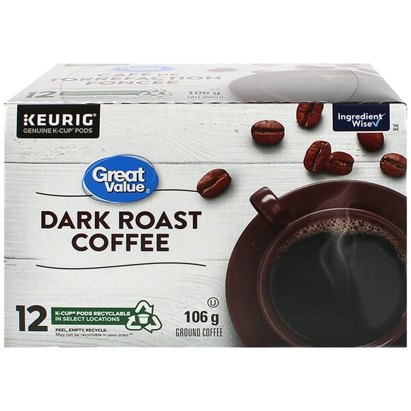 Great Value Dark Roast Coffee, 106 g, 12 cups