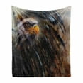 thumbnail image 1 of Eagle Soft Flannel Fleece Throw Blanket, Painting Style Bird Dark Feathers on Abstract Backdrop of USA, Cozy Plush for Indoor and Outdoor Use, 50" x 70", Brown Black Orange, by Ambesonne, 1 of 6