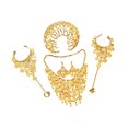 thumbnail image 3 of Juego de 4 joyas nupciales de aleación, conjunto de joyas tradicionales indias para novias. Pendientes de gancho, 3 of 7