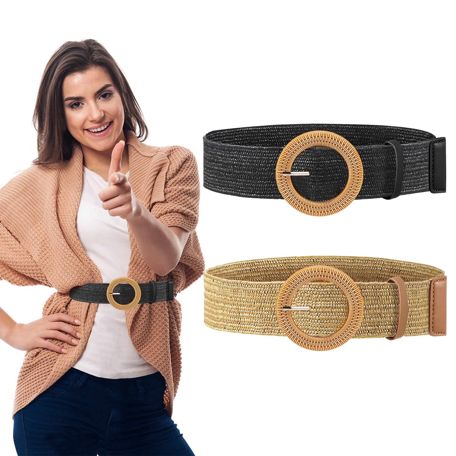 Elegant Gold Textured Women\'s Belt ANDERSON main image 2