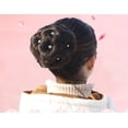 thumbnail image 5 of Scrunchie sintético de pelo Donut recto Updo postizos trenzados Clip en cabello de gran tamaño extensiones de Cosplay de boda para fiesta(Negro natural)(Diamantes blancos), 5 of 5