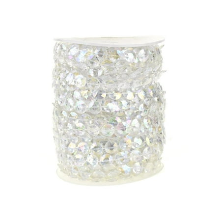 Iridescent Acrylic Crystal Cut Bead Roll, 1/2-Inch, 33-Yard