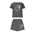 thumbnail image 3 of Feancey Pj 2 Piece Sets for Women Halloween Black Cat Print Cute Shorts Set Cozy Soft Short Sleeve Sleepwear Loungewear Outfits Gray L, 3 of 7