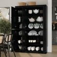 thumbnail image 5 of Palace Imports 100% Solid Wood Kitchen Pantry Storage Cabinet with Doors and Adjustable Shelves, 6-Door, Black, 5 of 8