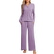 thumbnail image 1 of Pijamas de mujer Inspire Chic, conjuntos de pijama de manga corta con botones y pantalones, XL, púrpura oscuro, 1 of 5