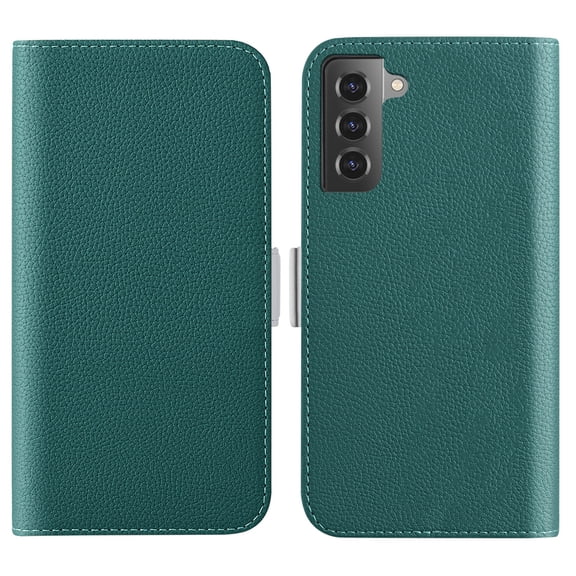 Feishell Wallet Case for Samsung Galaxy S22,Lychee Texture PU Leather Candy Color Shockproof Protective Magnetic Flip Holder Anti-Scratch Phone Cover with Credit Card Slots & Cash Pocket,Green