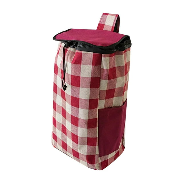 Bolsa de repuesto para carrito de compras, ligera y moderna, con bolsillo para carrito de compras para interiores. Rojo gris