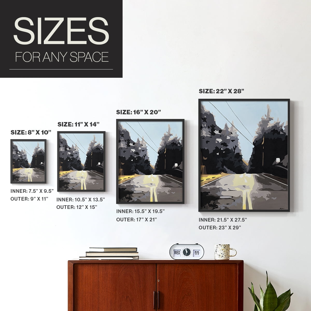 THE ROAD LESS TRAVELED Framed Print in Black Solid Wood Framed Print No Nail Hanging