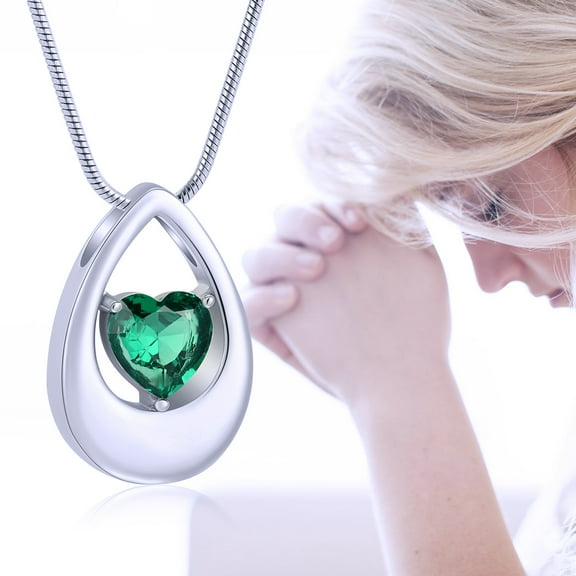 Teardrop Cremation Jewelry Memorial CZ Teardrop Ashes Keepsake Urns Pendant Necklace for urn Necklaces Ashes Jewelry Gifts