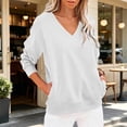 thumbnail image 2 of cfhntfmh Womens Casual Sweatshirts V Neck Long Sleeve Comfy Pullover Tops Fashion Fall Clothes with Pockets, 2 of 6