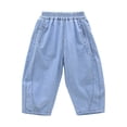 thumbnail image 3 of Huanglei Boys Soft Denim Jeans Casual Loose Fit Long Pants For Toddler Kids Summer Daily Wear ，Wide Leg Denim Pants /Size 4-5 Years(Light Blue), 3 of 4