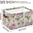 thumbnail image 4 of Watercolor Flowers Storage Basket with Handles Collapsible Storage Bins Canvas Fabric Storage Organizer for Shelves Closet Bedroom Living Room 2Pack Decor Gifts, 4 of 7