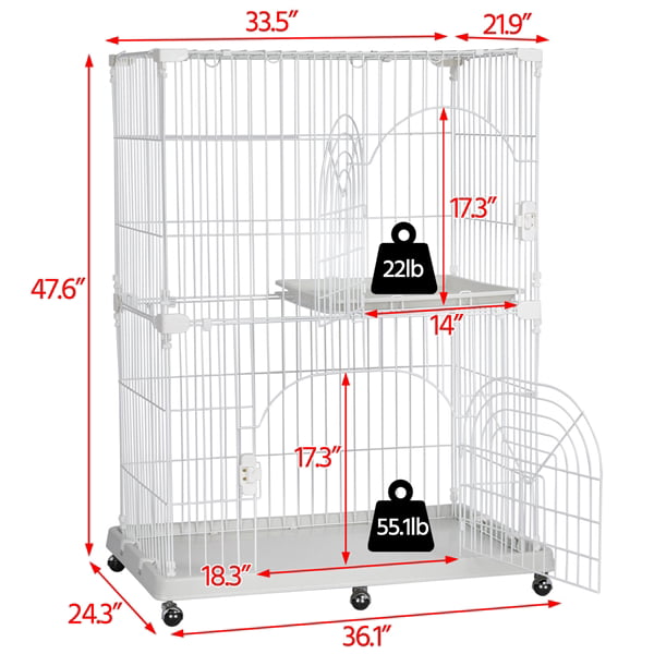 Renewed Yaheetech Multi-Tier Rolling Large Wire Pet Cat Kitten Cage Crate Playpen Enclosure with Shelves Indoor