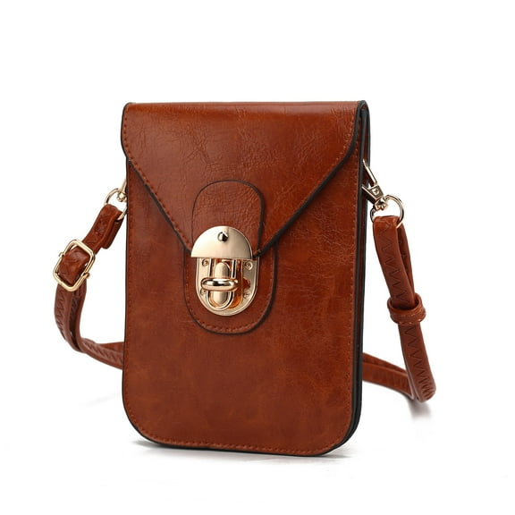 MKF Collection Havana Phone Crossbody Bag for Women, Vegan Leather Handbag Shoulder Bag by Mia K -Cognac Brown
