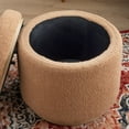 thumbnail image 5 of Linon Primrose Storage Ottoman Stool, Natural Finish with Tan Sherpa Fabric, 5 of 9