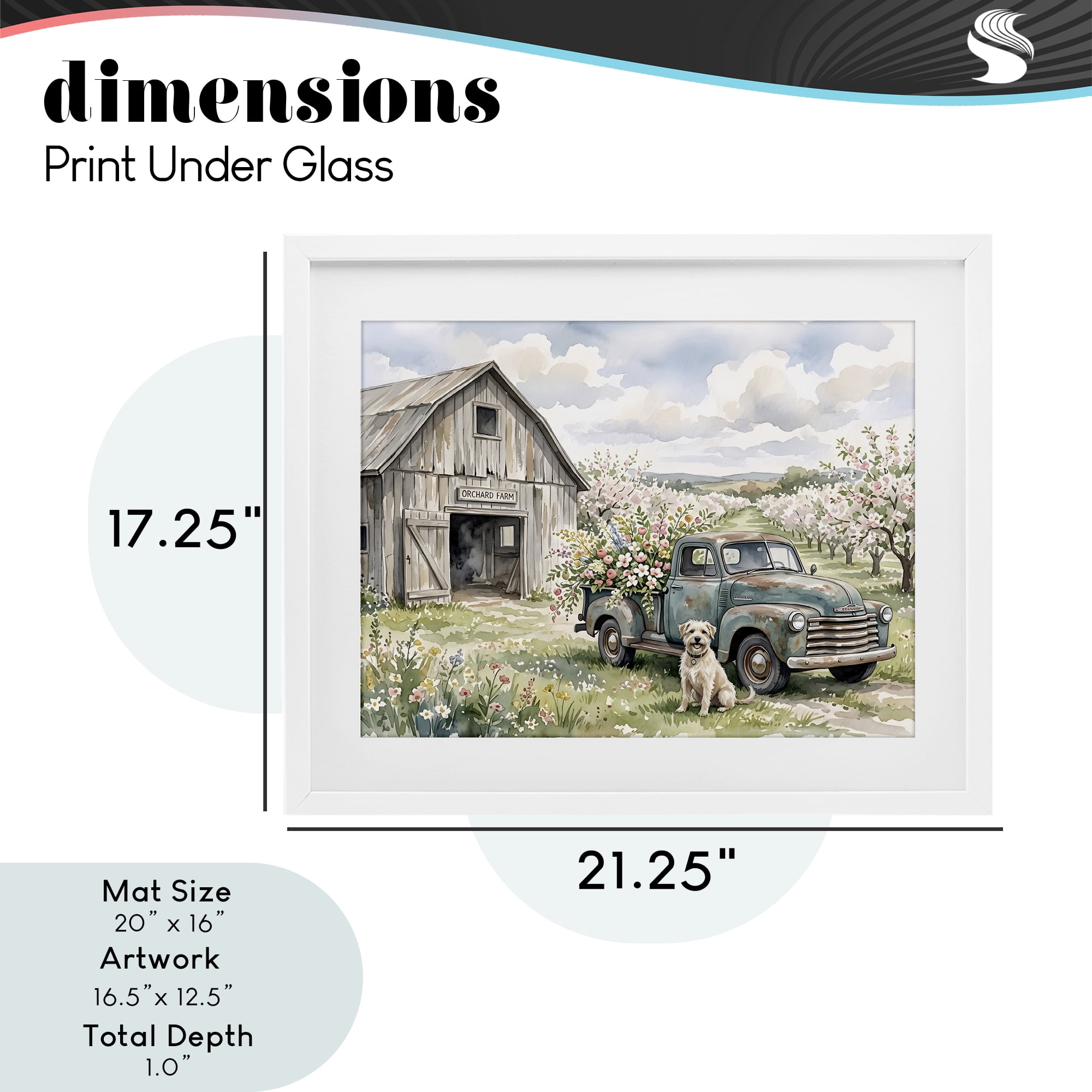 Stupell Industries Spring Orchard and Truck White Framed Print Under Glass, design by Tabz Jones